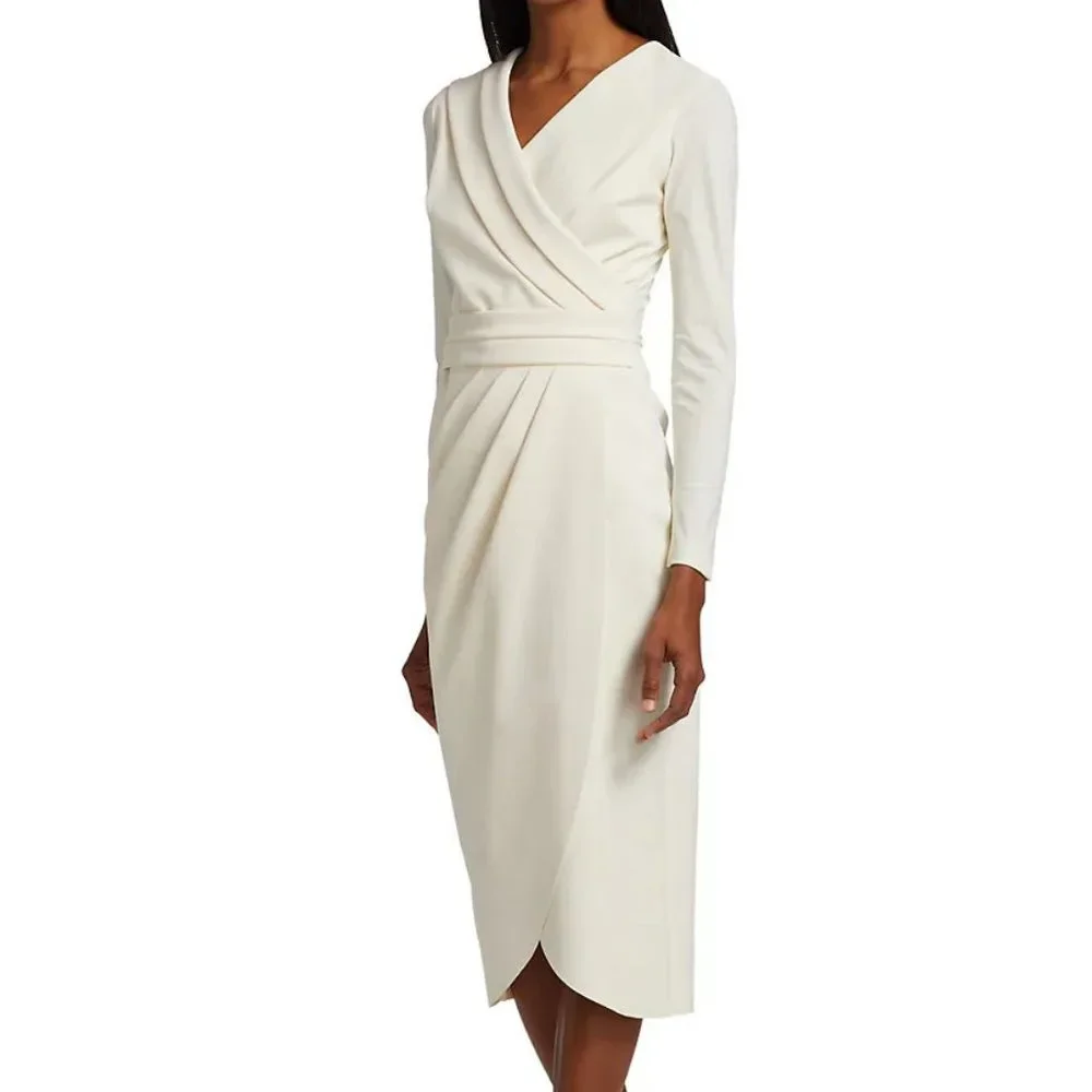 NWT$750 Chiara Boni La Petite Robe Jodene Pleated Wrap Midi Dress 46 10 - Picture 5 of 14